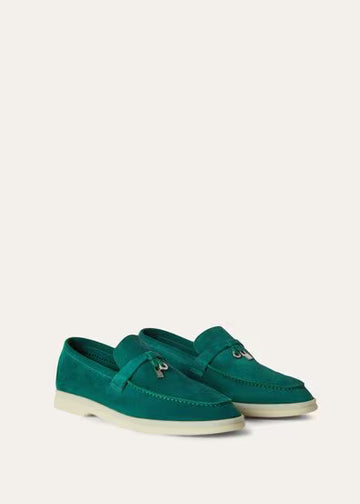 Loro Piana Summer Charms Walk Loafer Forest Leaves