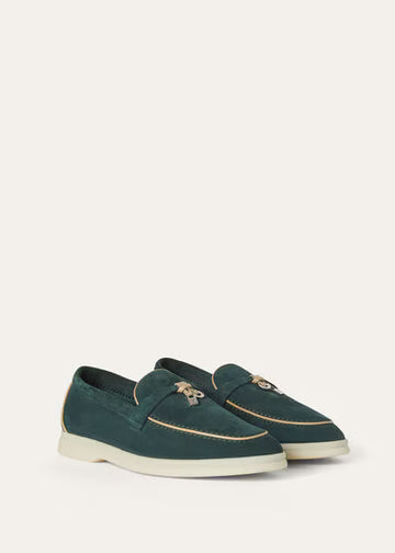Loro Piana Summer Charms Walk Loafer Emerald Noire