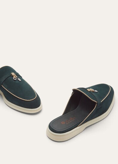Loro Piana Charms Walk Babouche Loafer Emerald Noire