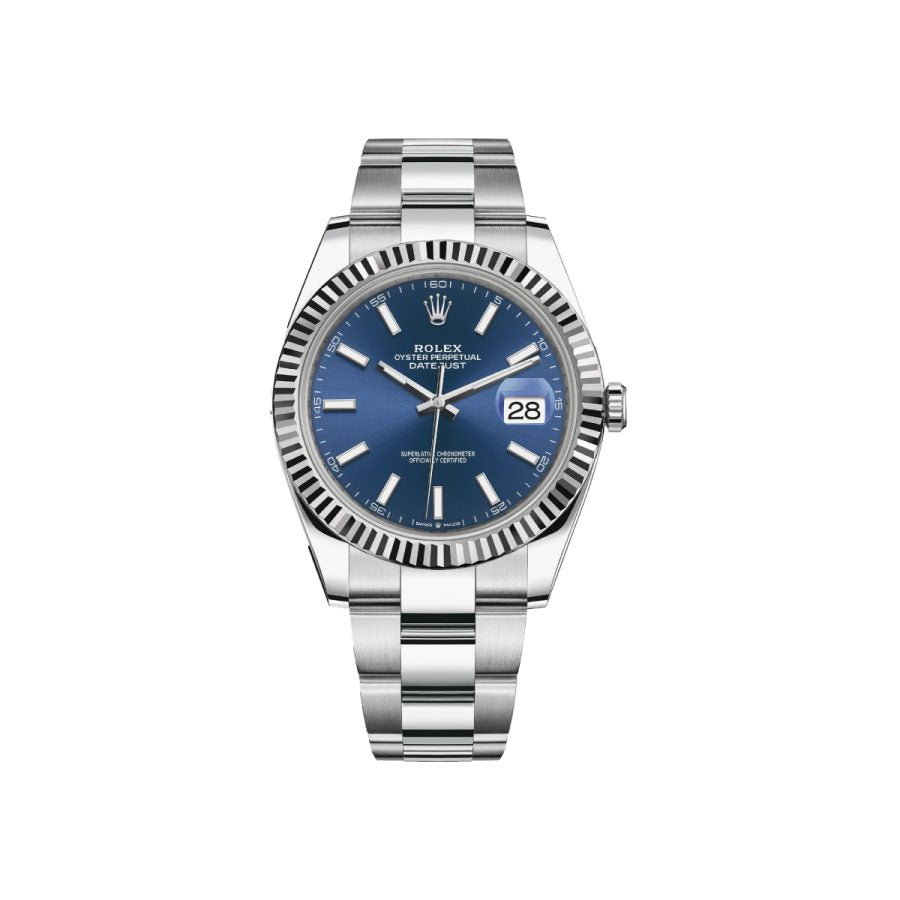 Datejust 41mm Fluted Blue Stick Dial Oyster 126334 – 2021
