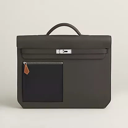 KELLY DEPECHES 36 BRIEFCASE VERT-DE-GRIS/NOIR/FAUVE