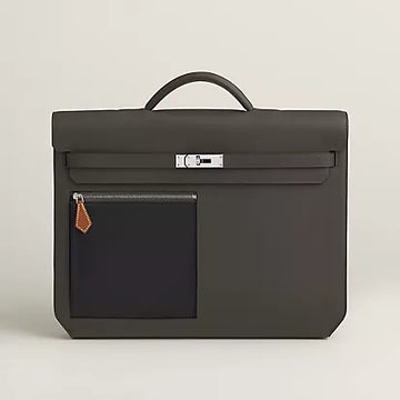 KELLY DEPECHES 36 BRIEFCASE VERT-DE-GRIS/NOIR/FAUVE