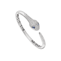 Bob snake Loren white gold bangle bracelet set with blue sapphire eyes