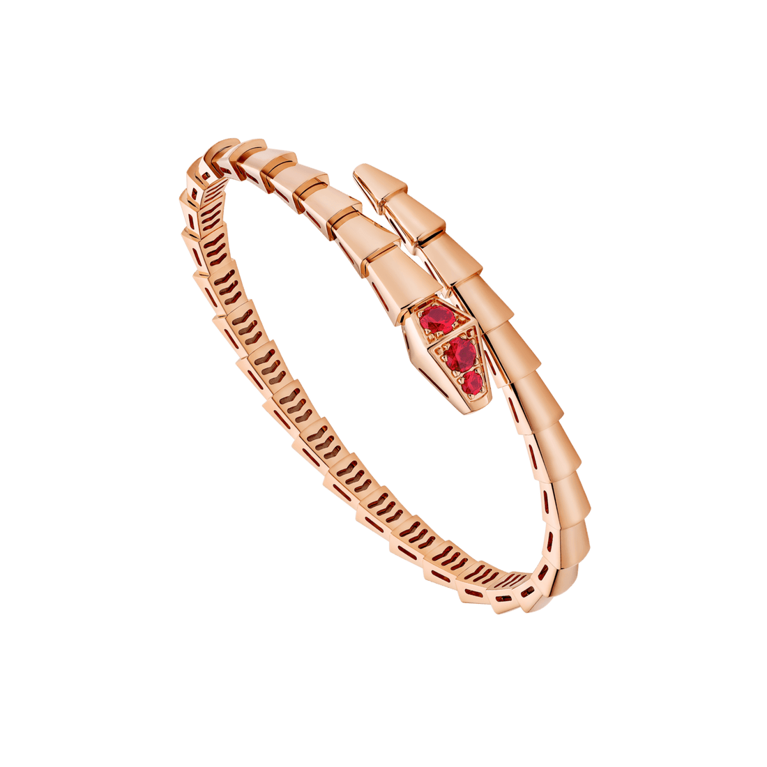 Bob snake Leigh rose gold bracelet set with rubies on the head