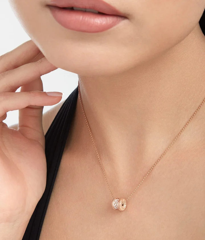 Bob Rollers Adolph rose gold circle pendant necklace with pavé diamonds and chain