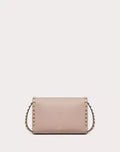 SMALL ROCKSTUD GRAINY CALFSKIN CROSSBODY BAG POUDRE