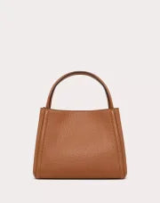 VALENTINO GARAVANI ALLTIME MEDIUM HANDBAG IN GRAINY CALFSKIN ALMOND
