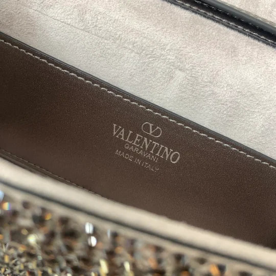 SMALL VALENTINO GARAVANI LOCÒ SHOULDER BAG WITH RHINESTONES