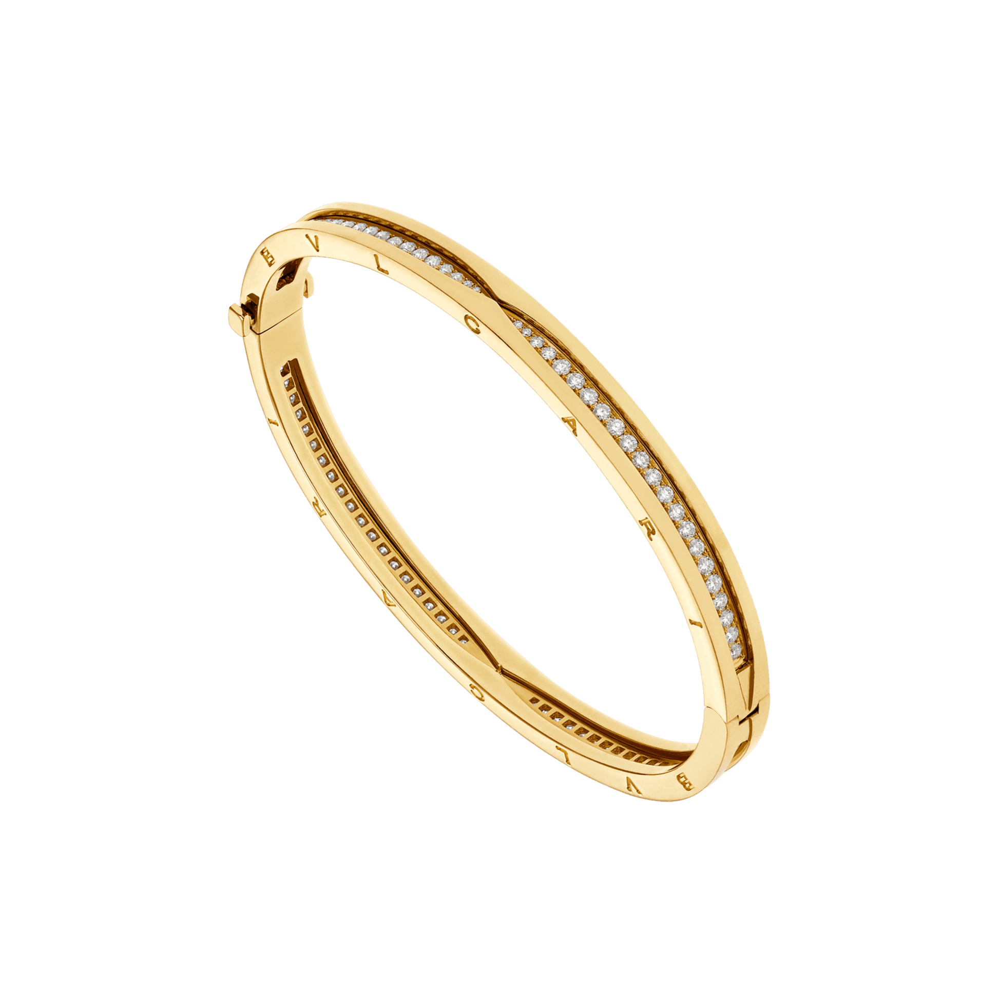 Bob Rollers Cara yellow gold bracelet set with pavé diamonds on the spiral