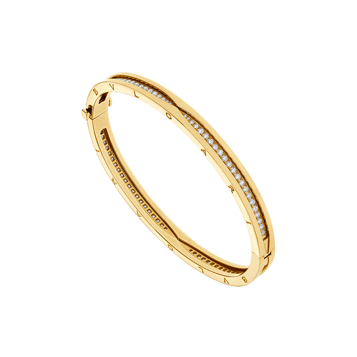 Bob Rollers Cara yellow gold bracelet set with pavé diamonds on the spiral