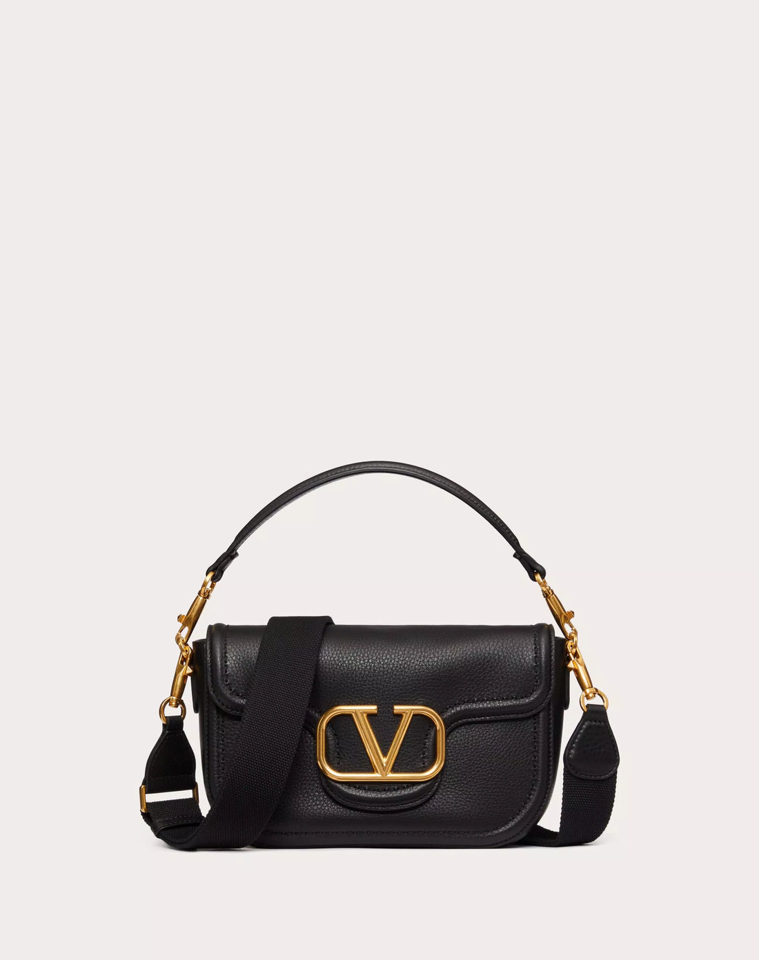 VALENTINO GARAVANI ALLTIME GRAINY CALFSKIN SHOULDER BAG BLACK