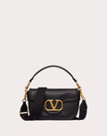 VALENTINO GARAVANI ALLTIME GRAINY CALFSKIN SHOULDER BAG BLACK