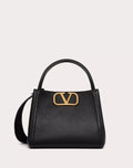 VALENTINO GARAVANI ALLTIME MEDIUM HANDBAG IN GRAINY CALFSKIN ALMOND