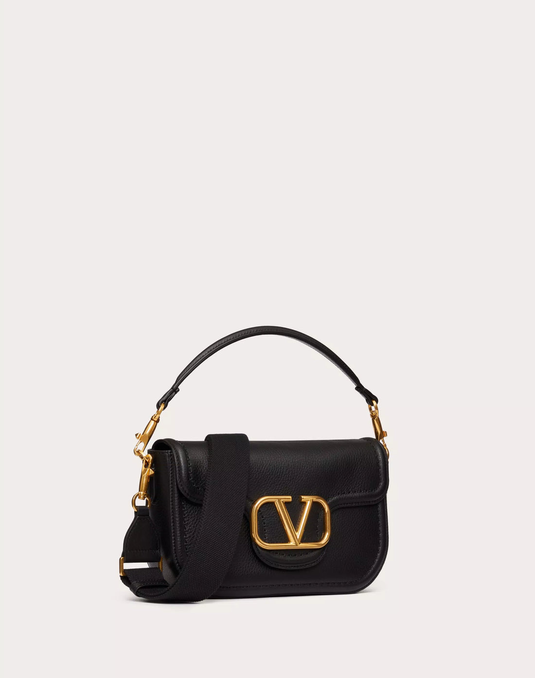 VALENTINO GARAVANI ALLTIME GRAINY CALFSKIN SHOULDER BAG BLACK