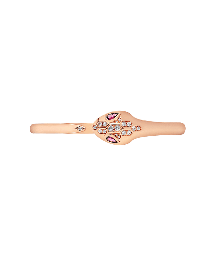 Bob snake Monroe rose gold bangle bracelet set with rubellite eyes