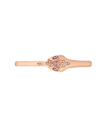 Bob snake Monroe rose gold bangle bracelet set with rubellite eyes