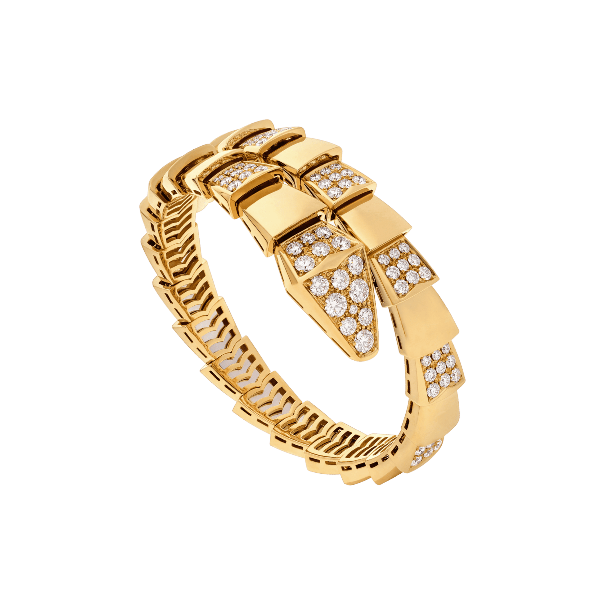Bob snake Huppert yellow gold bracelet set with diamonds