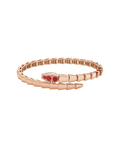 Bob snake Leigh rose gold bracelet set with rubies on the head