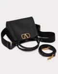 VALENTINO GARAVANI ALLTIME SMALL HANDBAG IN GRAINY CALFSKIN BLACK