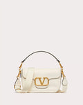 VALENTINO GARAVANI ALLTIME GRAINY CALFSKIN SHOULDER BAG ROSE ALMOND