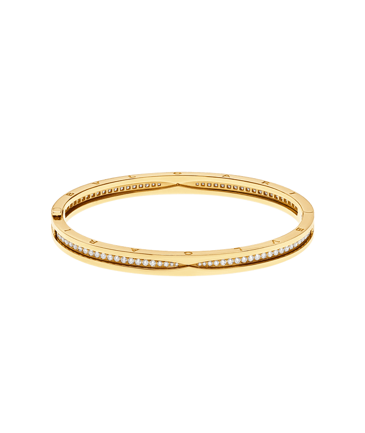 Bob Rollers Cara yellow gold bracelet set with pavé diamonds on the spiral