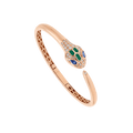 Bob snake fad rose gold bangle bracelet set with blue sapphire eyes