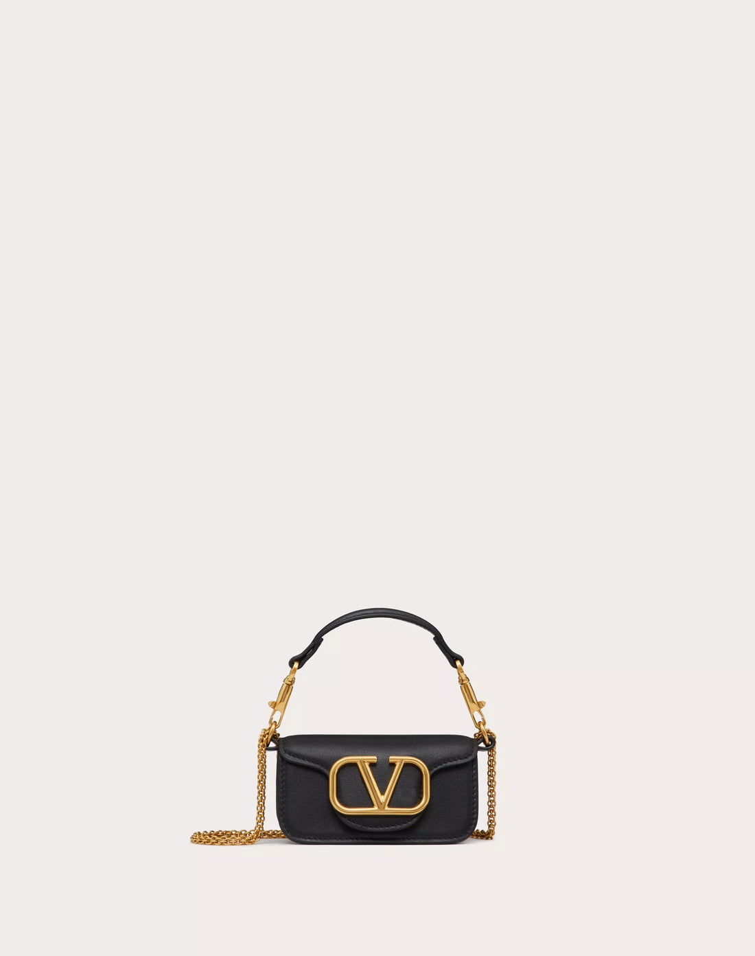 VALENTINO GARAVANI LOCÒ MICRO BAG IN CALFSKIN LEATHER WITH CHAIN BLACK
