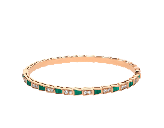 Bob snake Phoebe rose gold bangle bracelet with Diamonds
