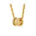 Bob Rollers Adolph yellow gold pendant necklace with studded spiral set with pavé diamonds on the edges