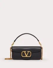 VALENTINO GARAVANI LOCÒ CALFSKIN SHOULDER BAG BLACK