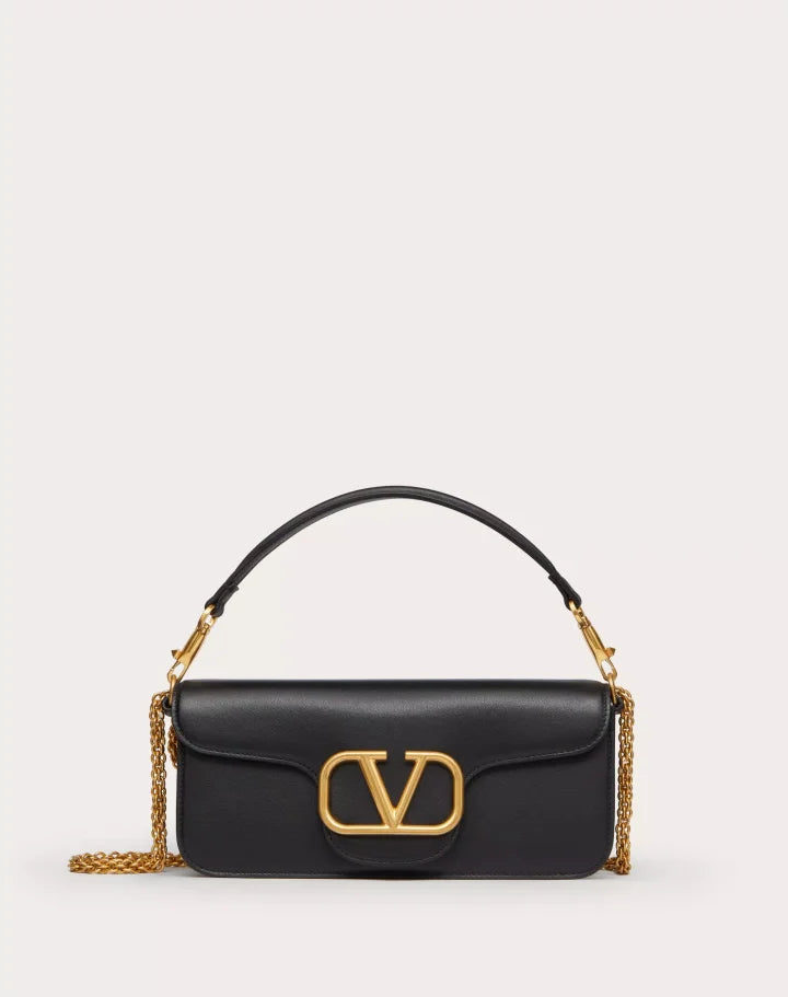 VALENTINO GARAVANI LOCÒ CALFSKIN SHOULDER BAG LIGHT IVORY