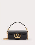 VALENTINO GARAVANI LOCÒ CALFSKIN SHOULDER BAG LIGHT IVORY