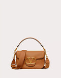 VALENTINO GARAVANI ALLTIME GRAINY CALFSKIN SHOULDER BAG ROSE CANNELLE