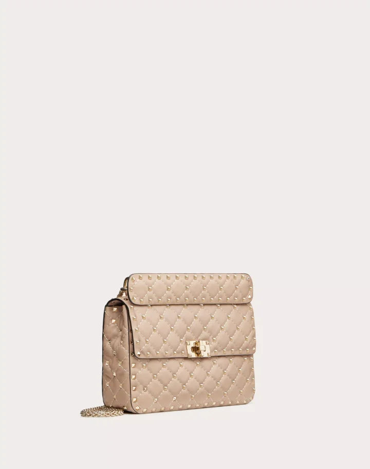 MEDIUM NAPPA ROCKSTUD SPIKE BAG POUDRE