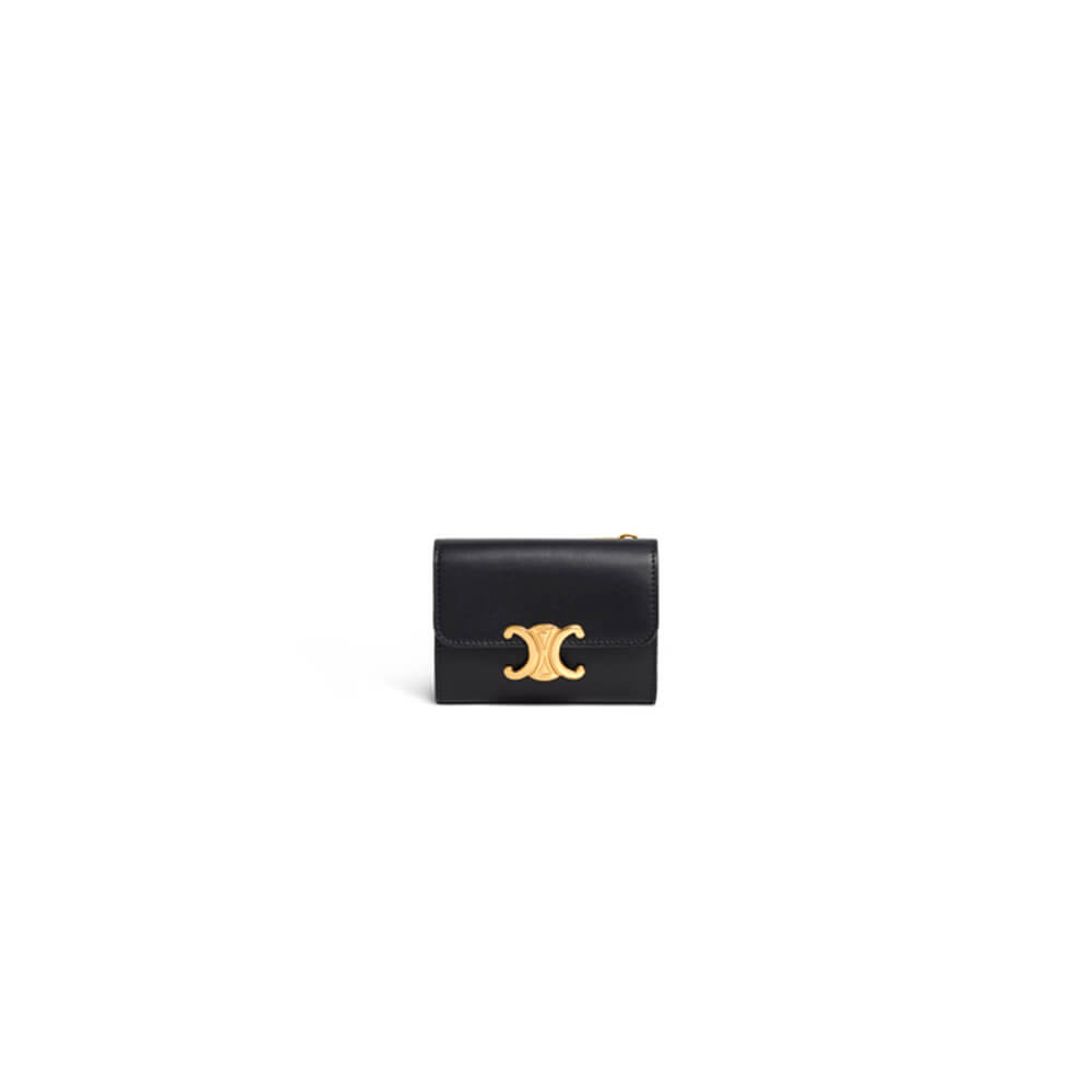 CELINE COMPACT WALLET WITH COIN TRIOMPHE IN SHINY CALFSKIN(HIGH-END GRADE)