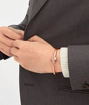 Bob snake Monroe rose gold bangle bracelet set with rubellite eyes