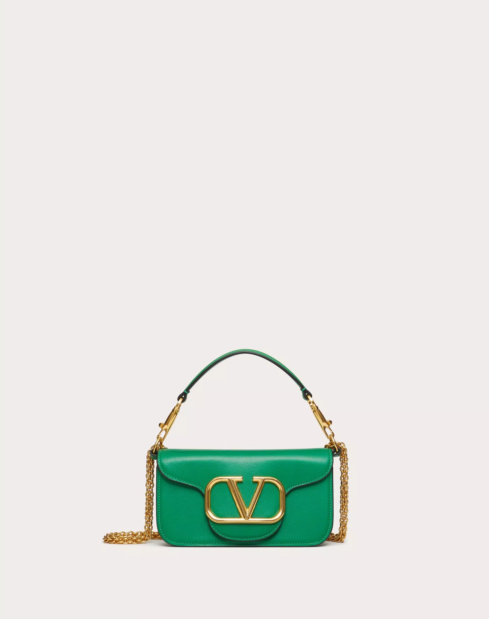 VALENTINO GARAVANI LOCÒ SMALL SHOULDER BAG IN CALFSKIN GREEN