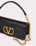VALENTINO GARAVANI LOCÒ CALFSKIN SHOULDER BAG BLACK