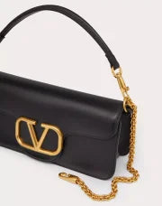 VALENTINO GARAVANI LOCÒ CALFSKIN SHOULDER BAG BLACK