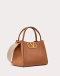 VALENTINO GARAVANI ALLTIME MEDIUM HANDBAG IN GRAINY CALFSKIN ALMOND