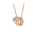 Bob snake elegant rose gold pendant necklace set with pavé diamonds on the head and tail