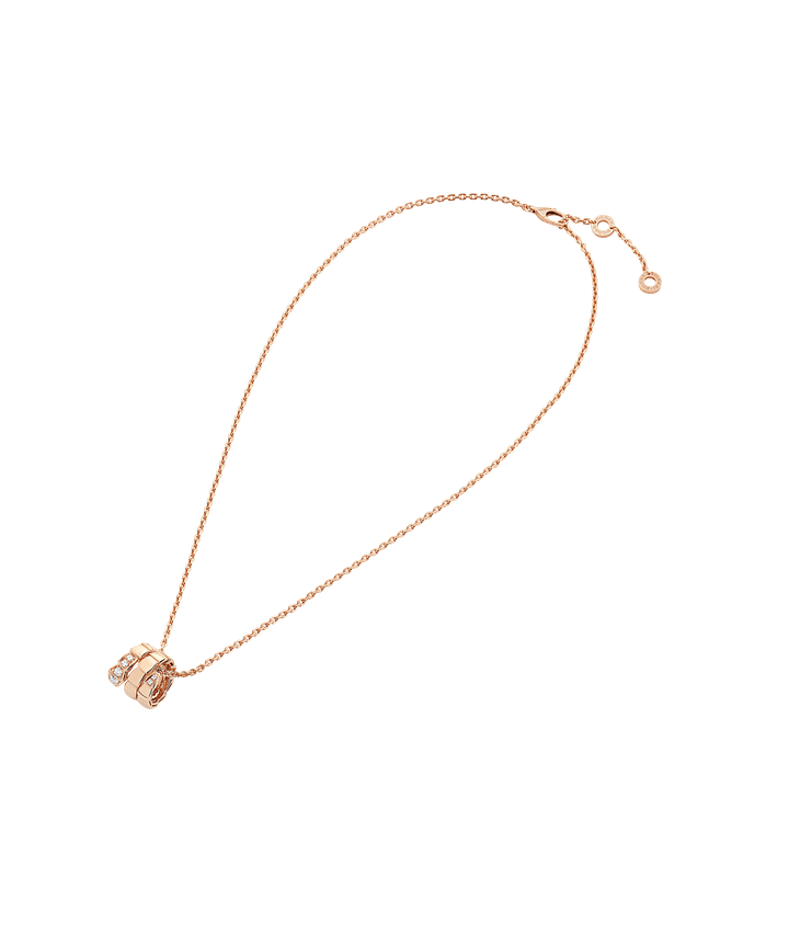 Bob snake elegant rose gold pendant necklace set with pavé diamonds on the head and tail