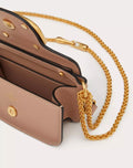 VALENTINO GARAVANI LOCÒ MICRO BAG IN CALFSKIN LEATHER WITH CHAIN ROSE CANNELLE