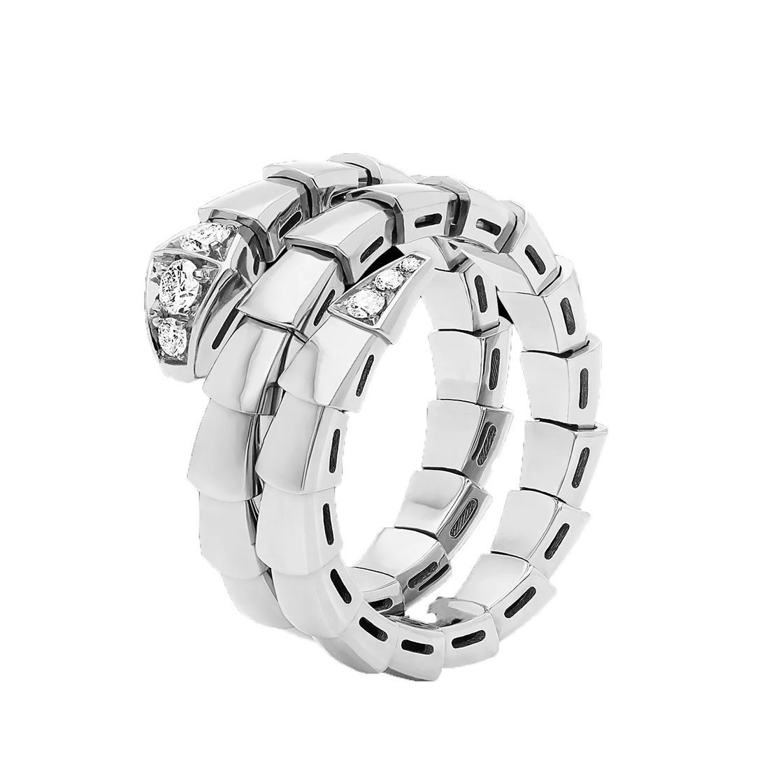 Bob Snake Tibet Viper 18 kt white gold two-coil ring