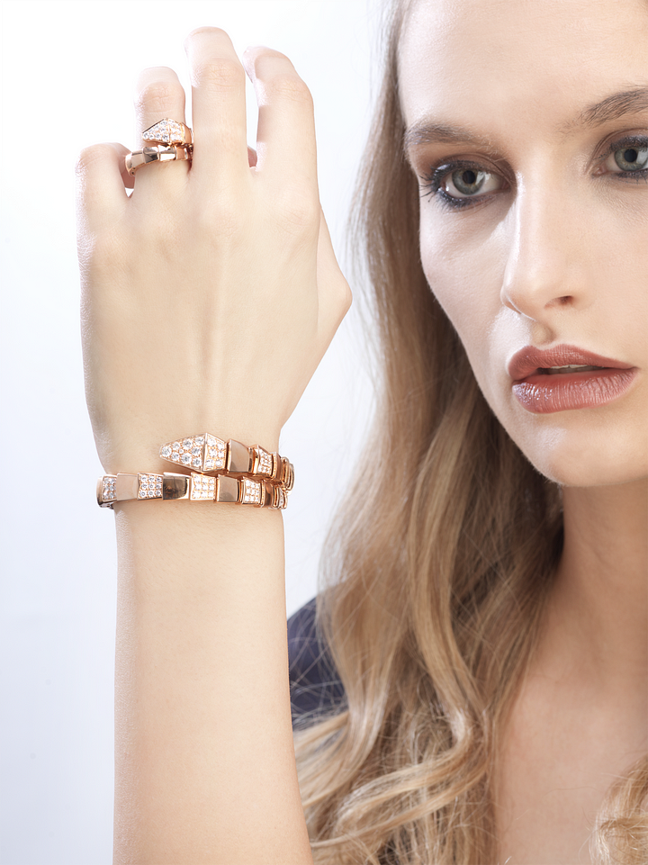 Bob snake Winslet rose gold bracelet with diamonds