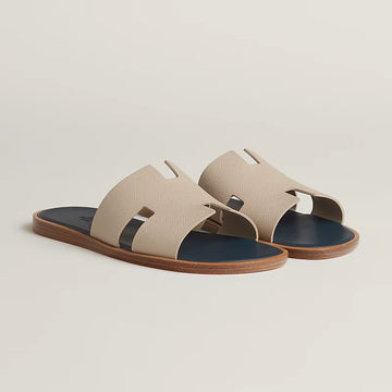 Hermes Izmir sandal blanc gomme / bleu céleste