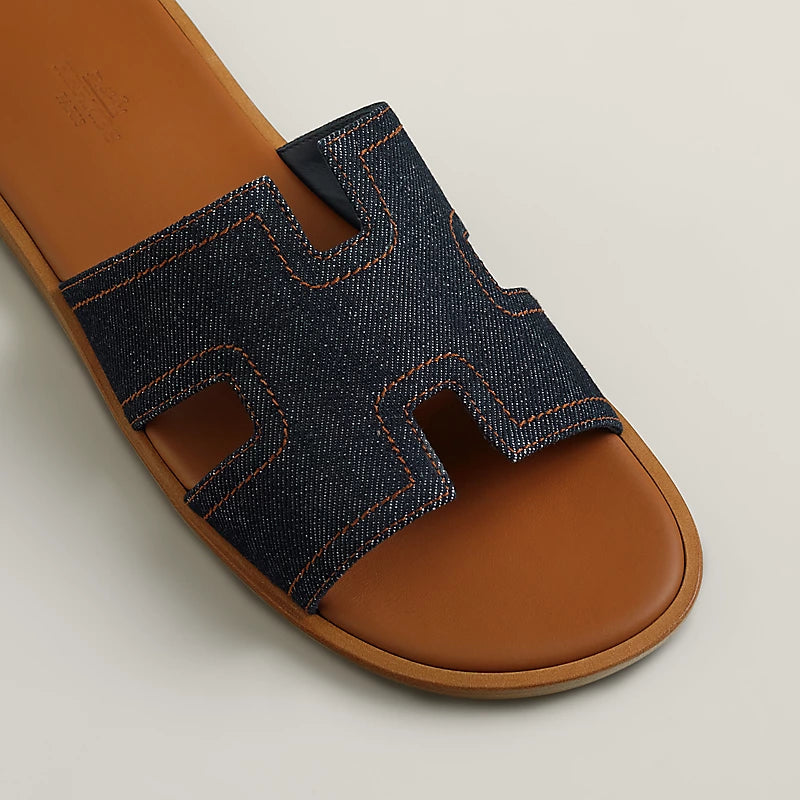 Hermes Izmir sandal bleu brut