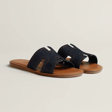 Hermes Izmir sandal bleu brut