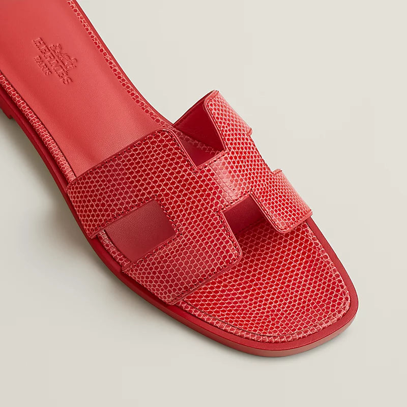 Hermes Oran sandal rose vermillon
